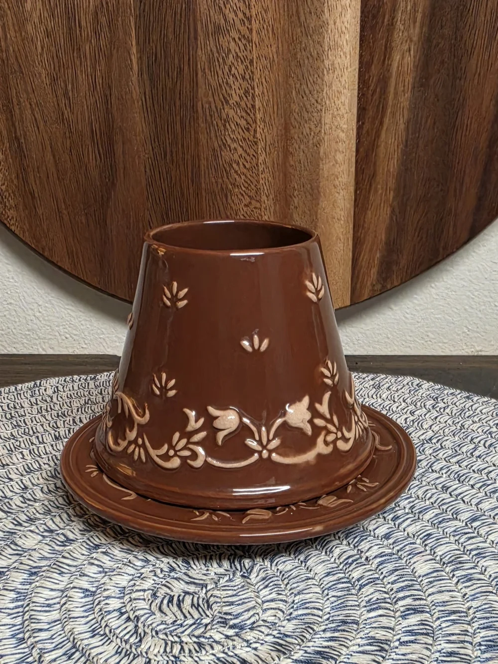 Yankee Candle Brown Floral Ceramic Shade With Saucer